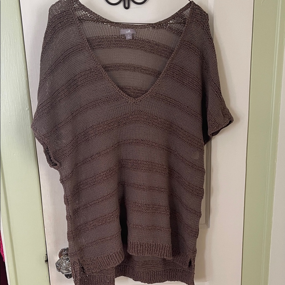 J. Jill Brown Crochet Knit Sweater